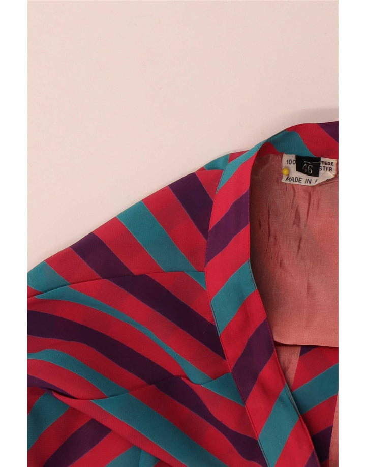 Gonna svasata da donna vintage IT 46 grande W28 poliestere a righe multicolore