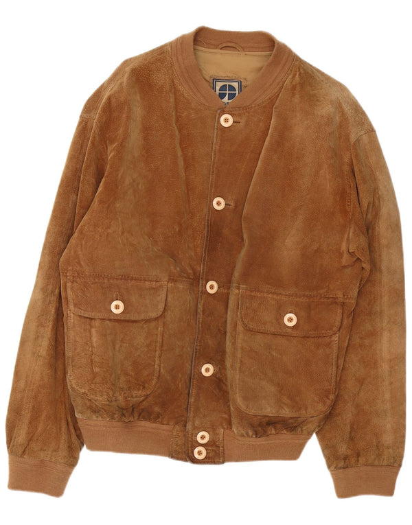 Bomber da uomo in pelle scamosciata Essebi IT 54 2XL Pelle marrone