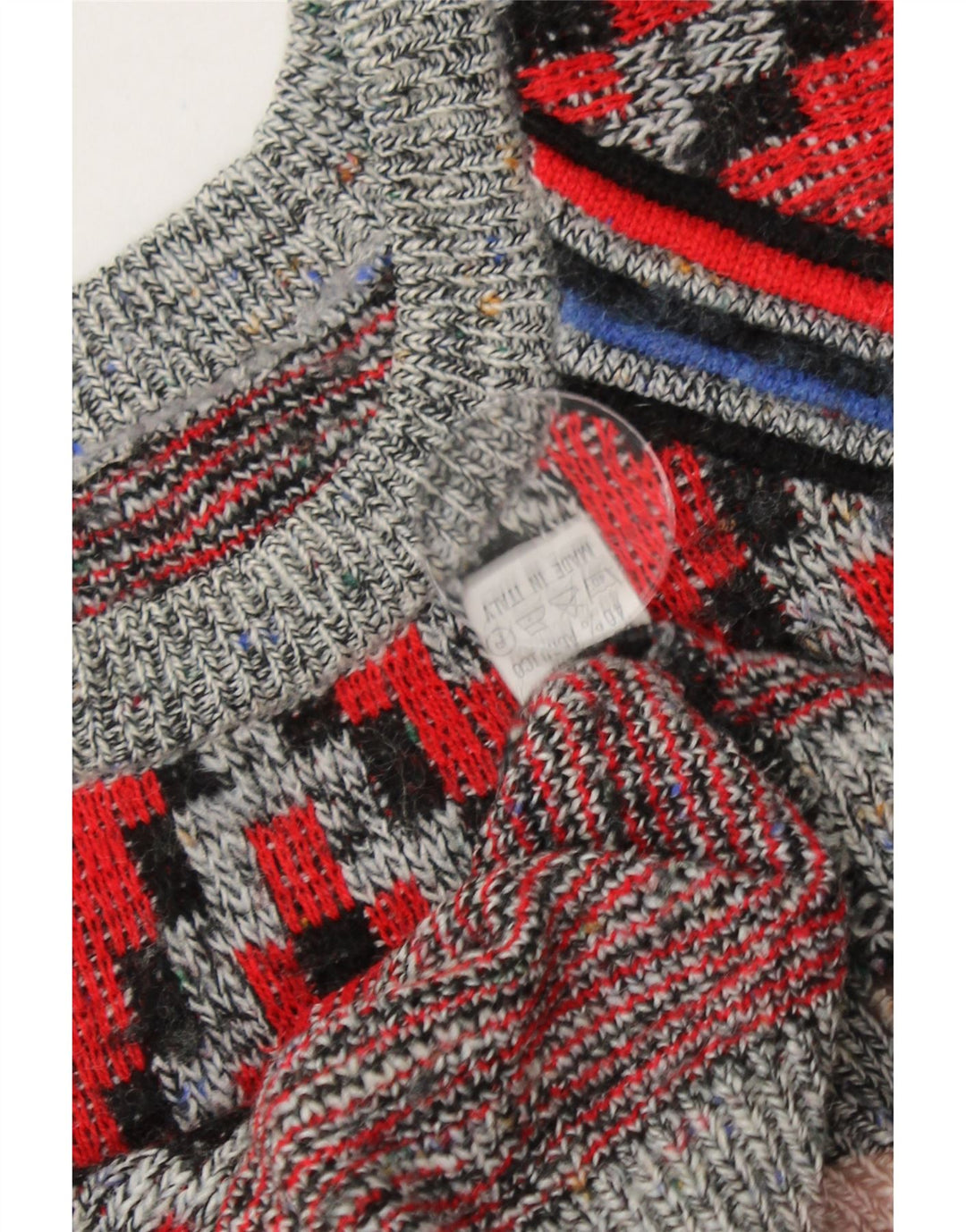 VINTAGE Mens Crew Neck Jumper Sweater XL Red Geometric Vintage Vintage and Second-Hand Vintage from Messina Hembry 