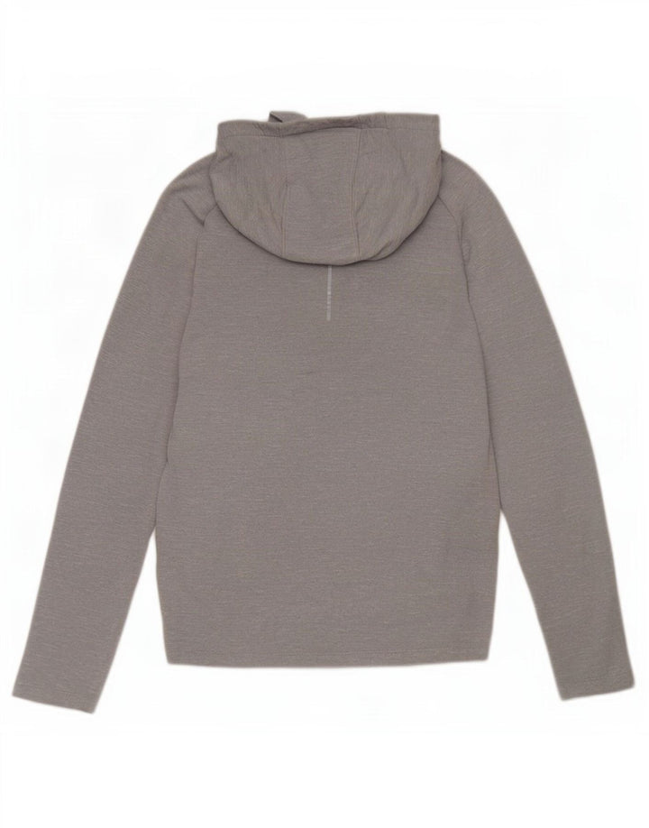 Maglia Nike Dri Fit da uomo con cappuccio a maniche lunghe in poliestere chiazzato grigio medio