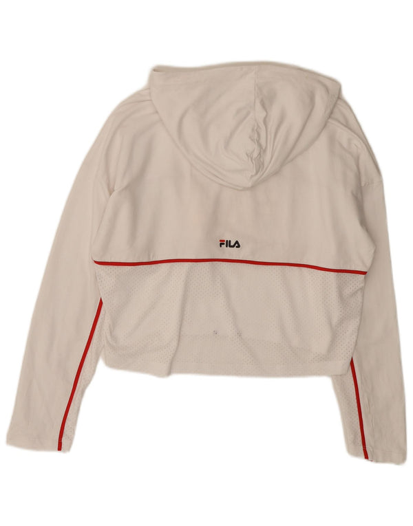 Felpa con cappuccio corta grafica oversize da donna Fila UK 6 XS bianca