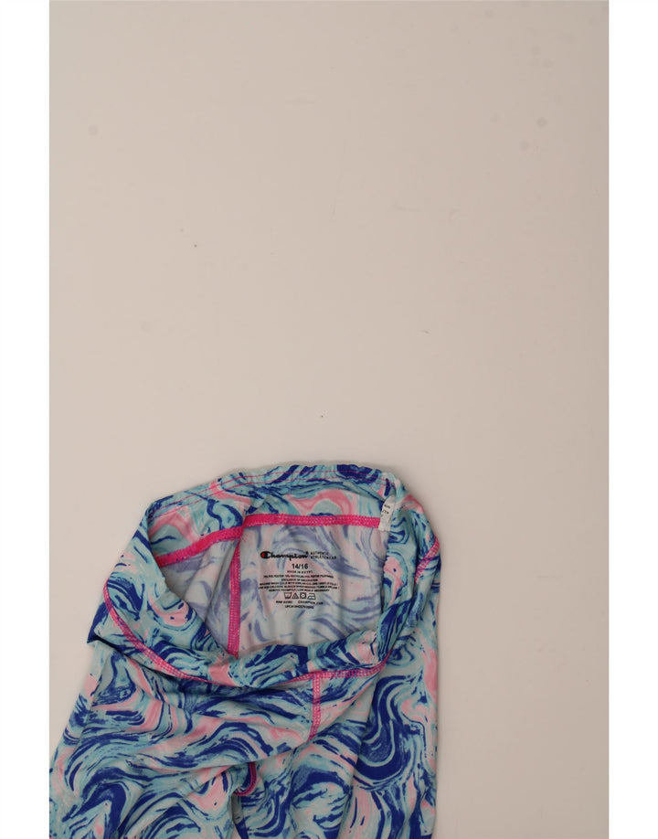 CHAMPION Girls Abstract Pattern Leggings 14-15 Years  Blue Polyester Vintage Champion and Second-Hand Champion from Messina Hembry 