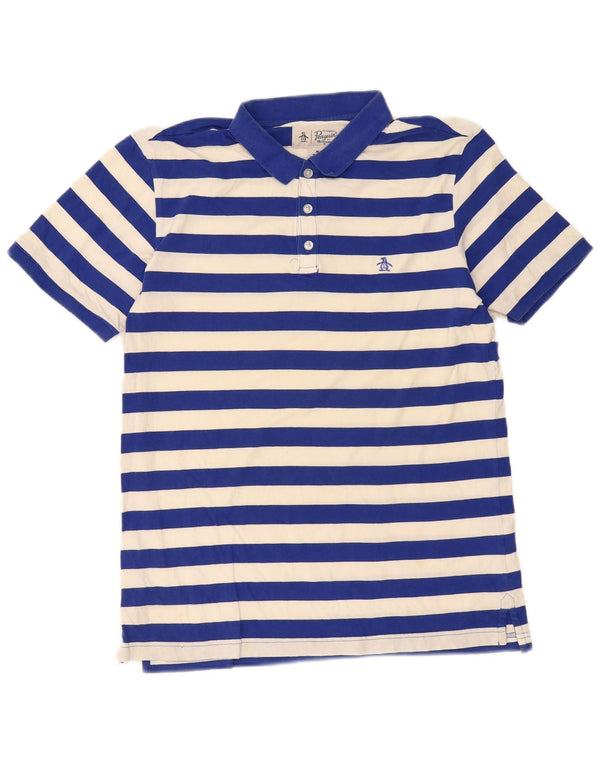 Polo Penguin da uomo vestibilità regolare in cotone a righe blu medio