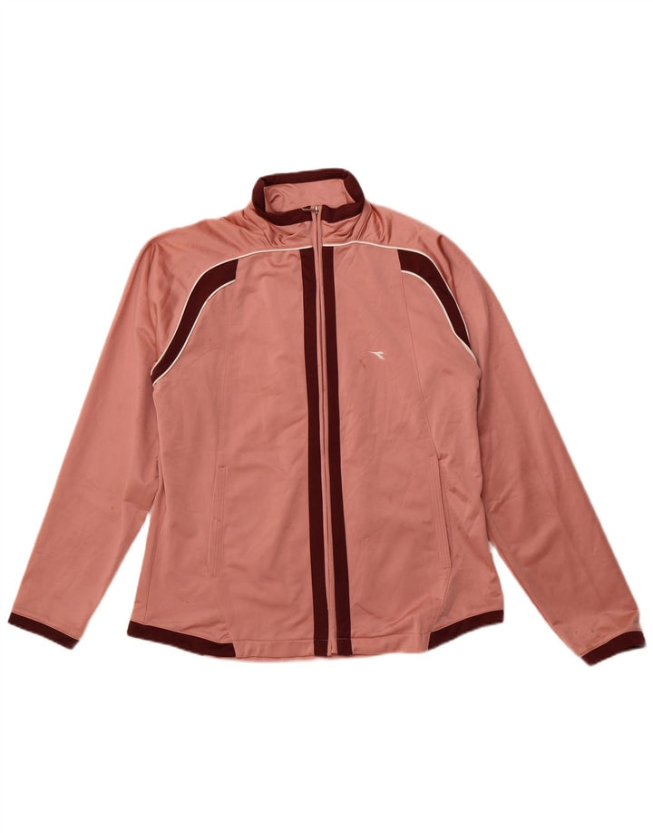 DIADORA Womens Tracksuit Top Jacket UK 16 Large  Pink Colourblock