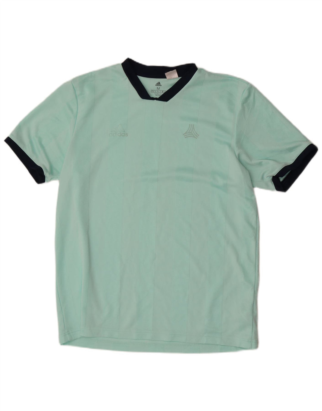 T-shirt Adidas Climalite da uomo Top in poliestere a righe turchesi medie
