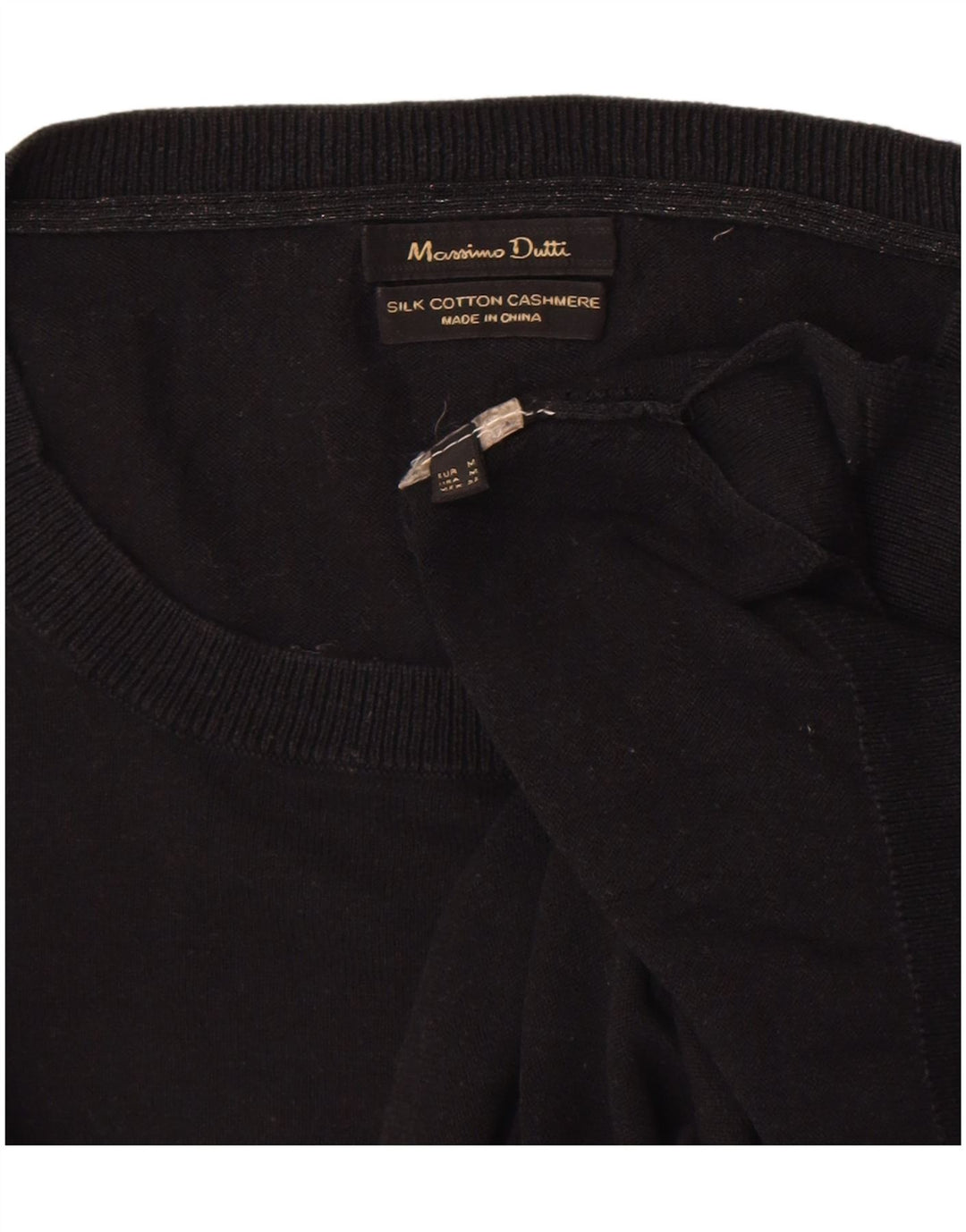 Maglione maglione girocollo da donna Massimo Dutti UK 14 cotone nero medio