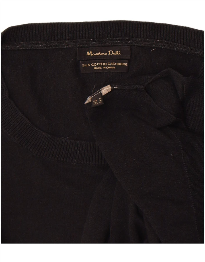 Maglione maglione girocollo da donna Massimo Dutti UK 14 cotone nero medio