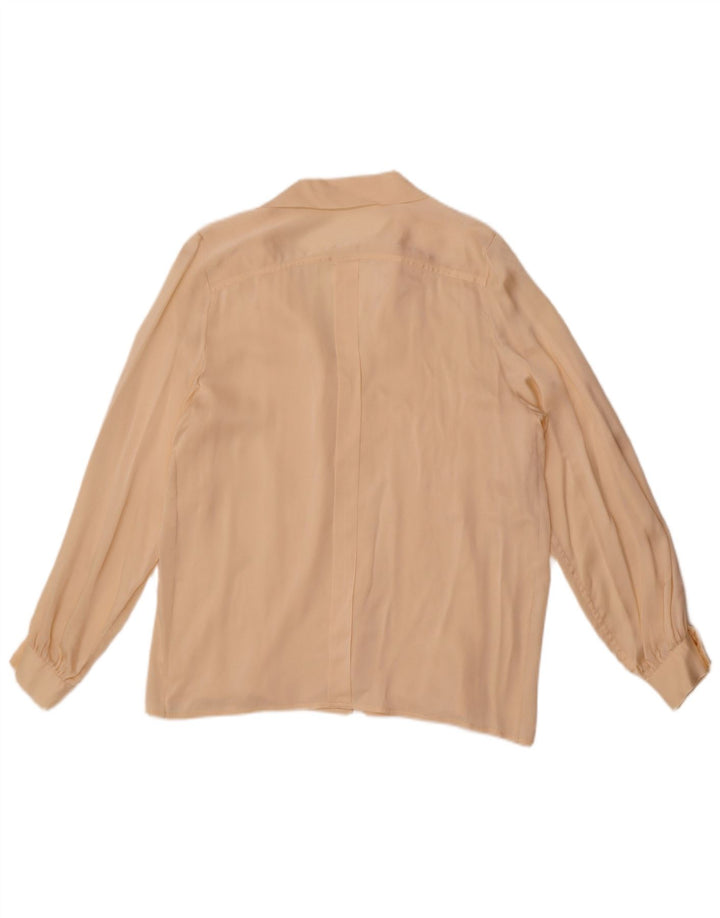 Camicetta camicia vintage da donna UK 14 grande beige