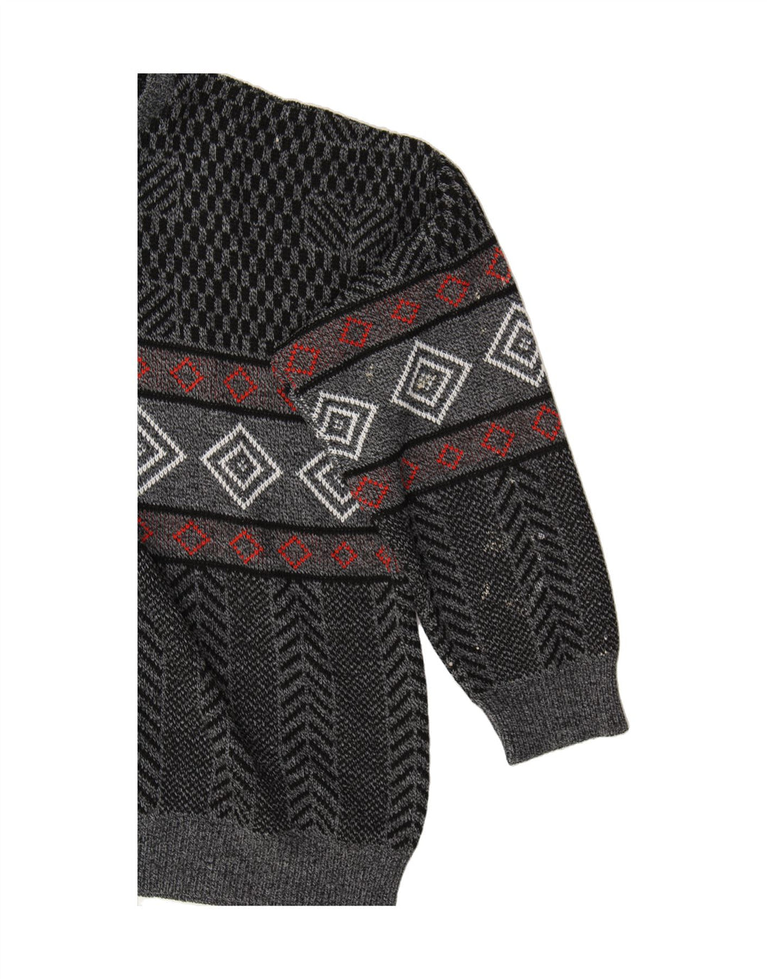 VINTAGE Mens Crew Neck Jumper Sweater Large Black Argyle/Diamond Acrylic Vintage Vintage and Second-Hand Vintage from Messina Hembry 