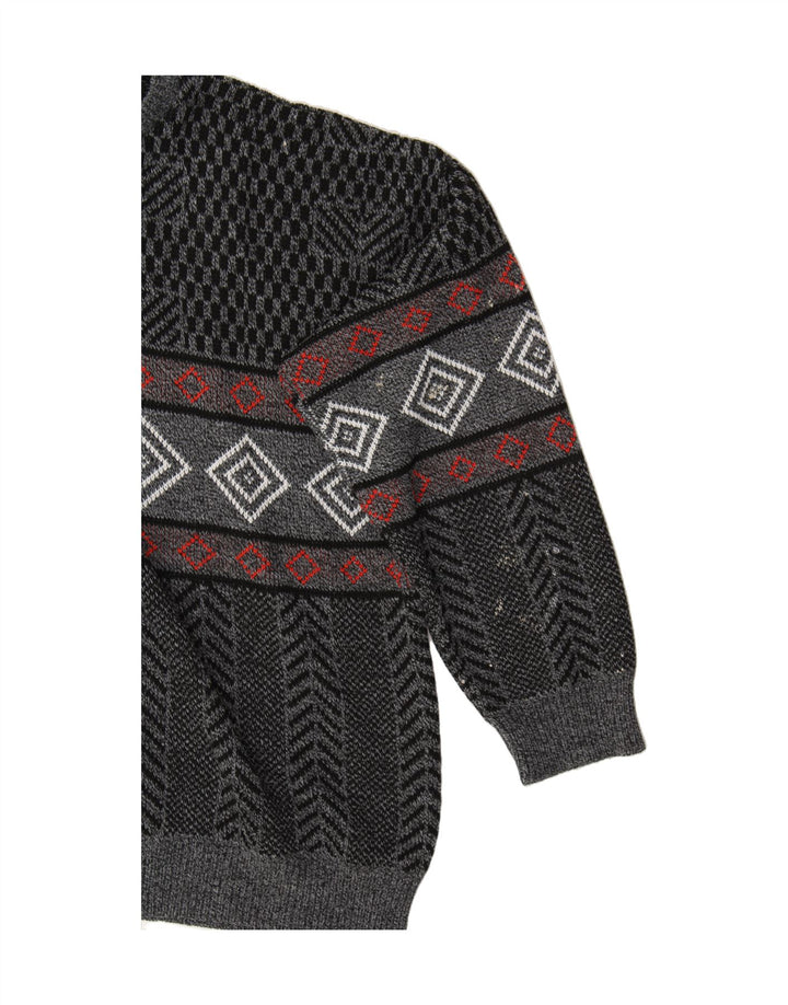 VINTAGE Mens Crew Neck Jumper Sweater Large Black Argyle/Diamond Acrylic Vintage Vintage and Second-Hand Vintage from Messina Hembry 