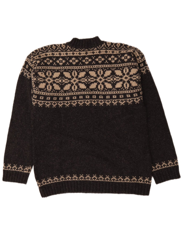 Maglione maglione collo alto da uomo Cottonfield XL lana Fair Isle grigia