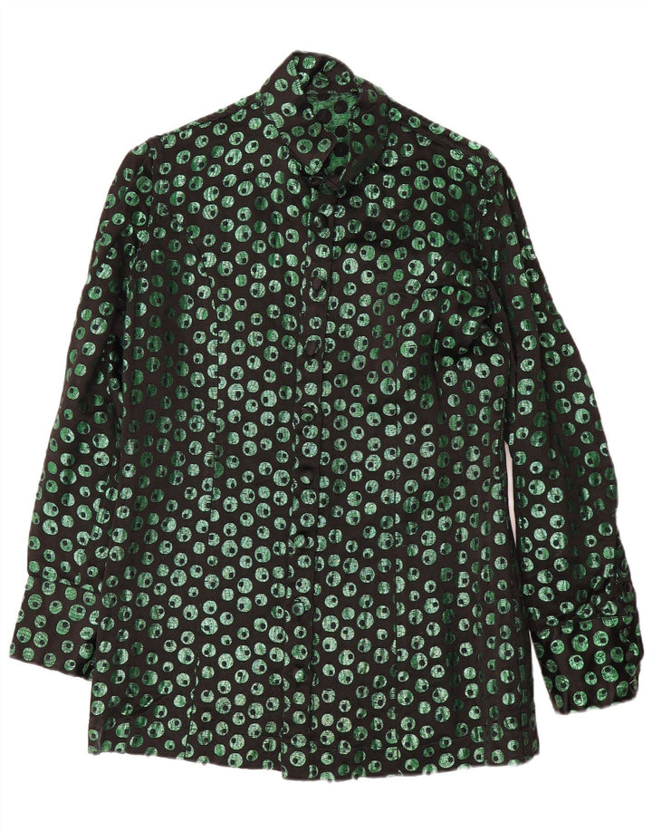 Camicia da uomo vintage piccola geometrica nera