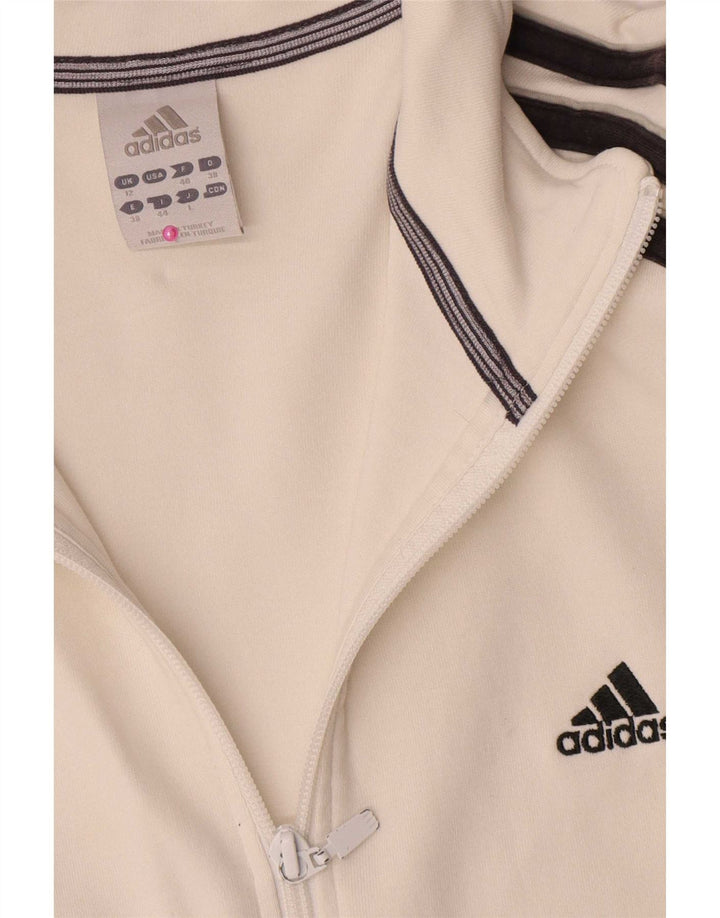 Giacca da tuta da donna Adidas UK 12 cotone bianco medio