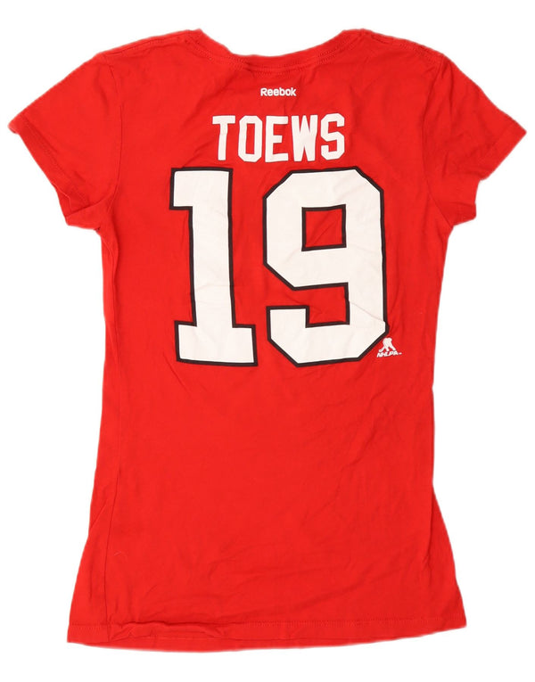 T-shirt grafica Reebok da donna Chicago Blackhawks, taglia UK 14, taglia grande, in cotone rosso