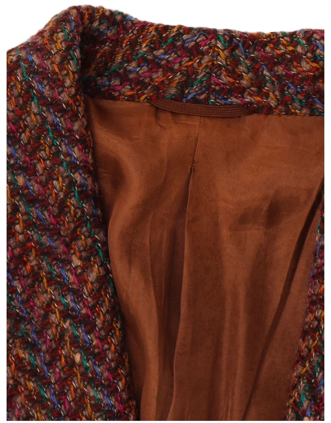 Giacca blazer vintage da donna UK 14 a spina di pesce medio multicolore