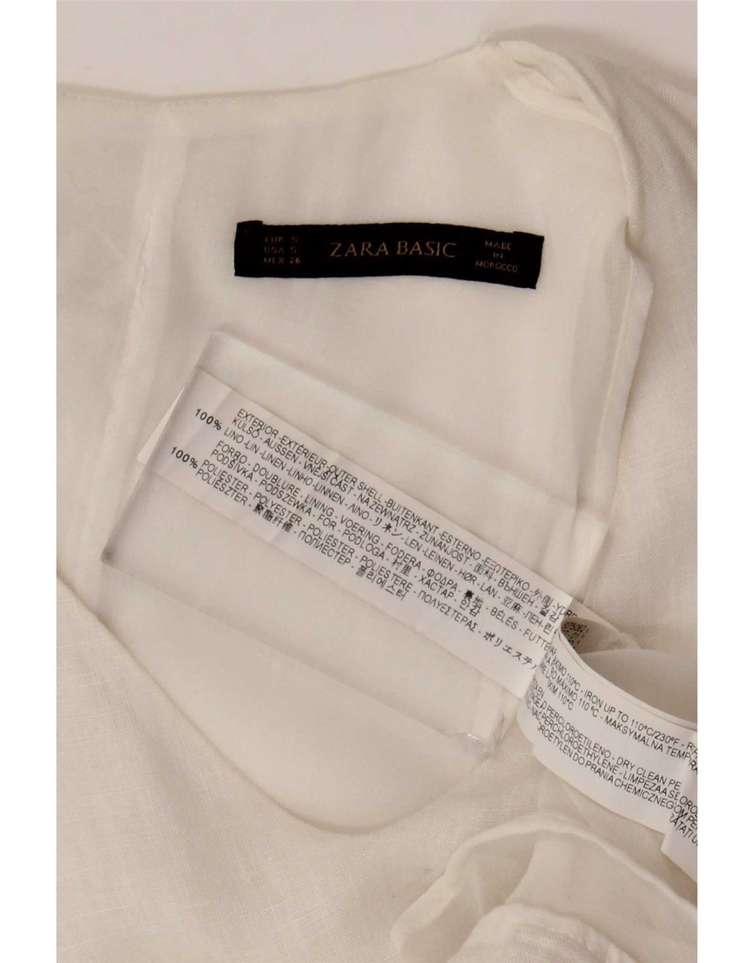 Abito a trapezio senza maniche da donna Zara UK 10 piccolo lino bianco