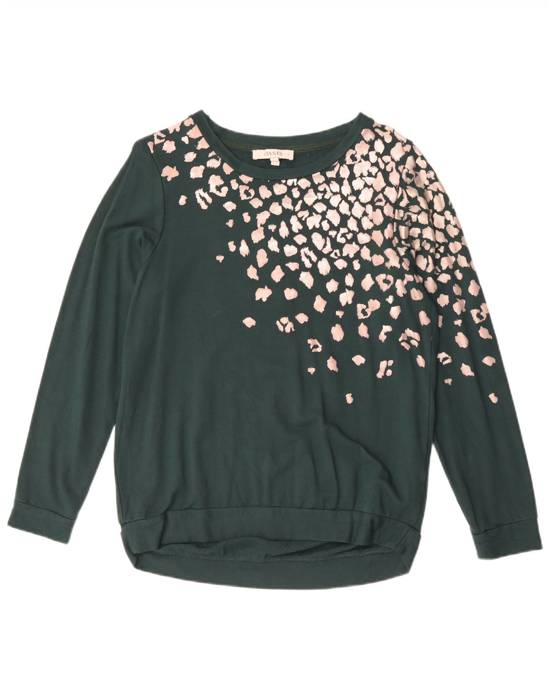 Felpa oversize da donna Oasis, maglione UK 10, piccola stampa animale verde