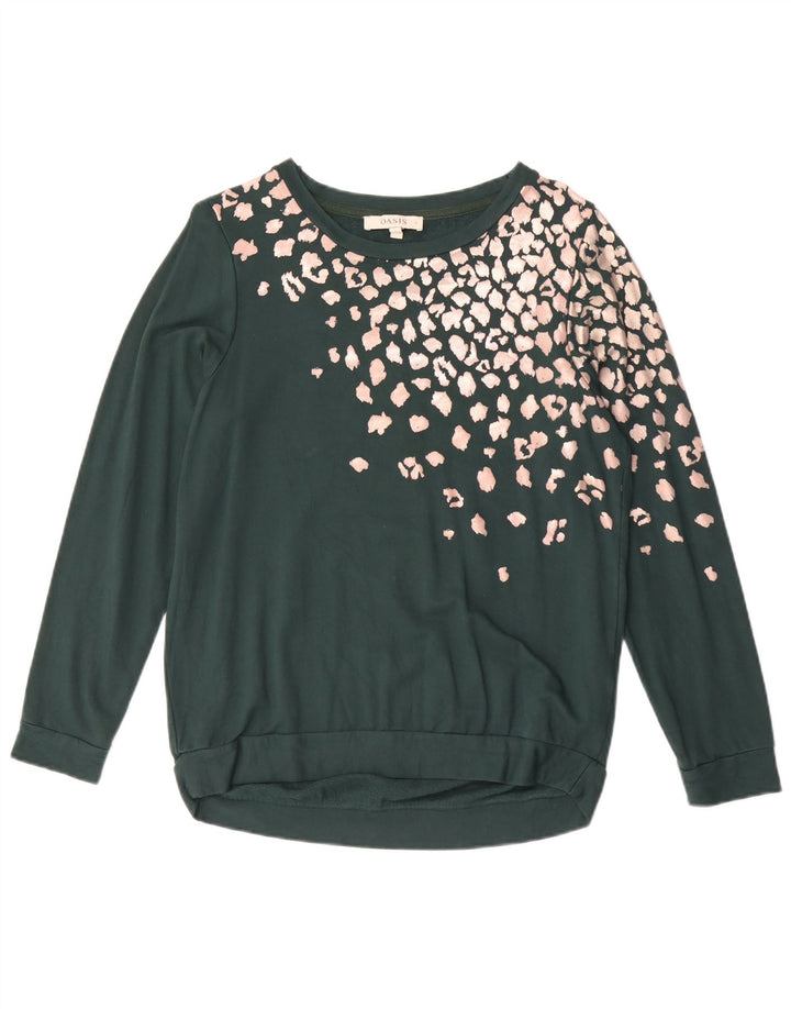 Felpa oversize da donna Oasis, maglione UK 10, piccola stampa animale verde