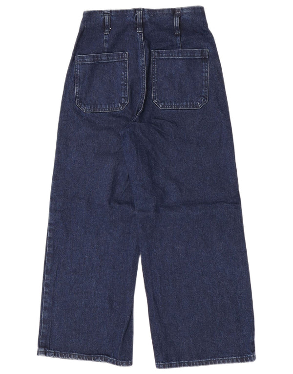 Jeans Zara da donna a gamba larga a vita alta EU 36 XS W26 L25 cotone blu navy