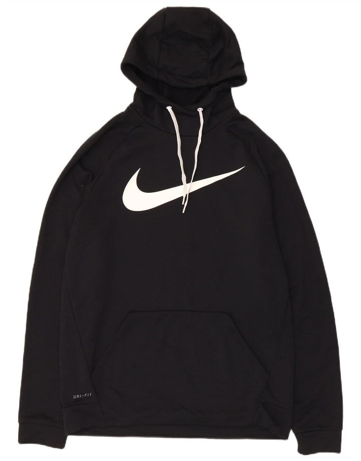 Felpa con cappuccio grafica Nike Dri Fit da uomo, poliestere nero medio