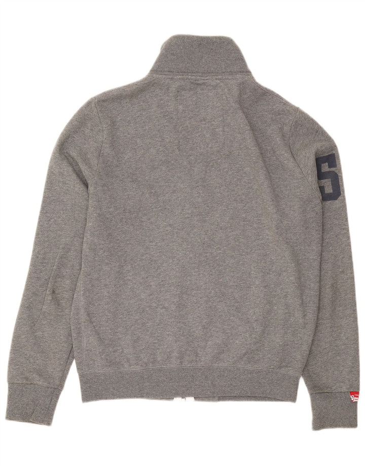 Giacca da ginnastica da uomo con grafica Superdry in cotone chiazzato grigio medio