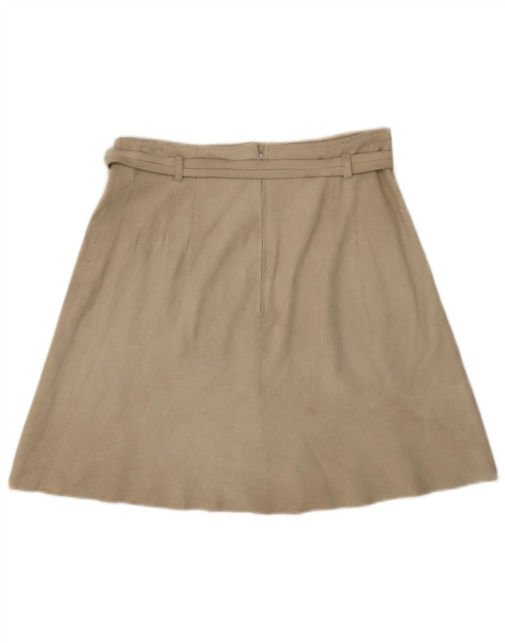 Gonna a trapezio in pelle scamosciata da donna Luna W28 in pelle beige media