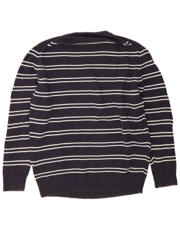 Maglione maglione girocollo da uomo Zara XL in cotone a righe blu navy