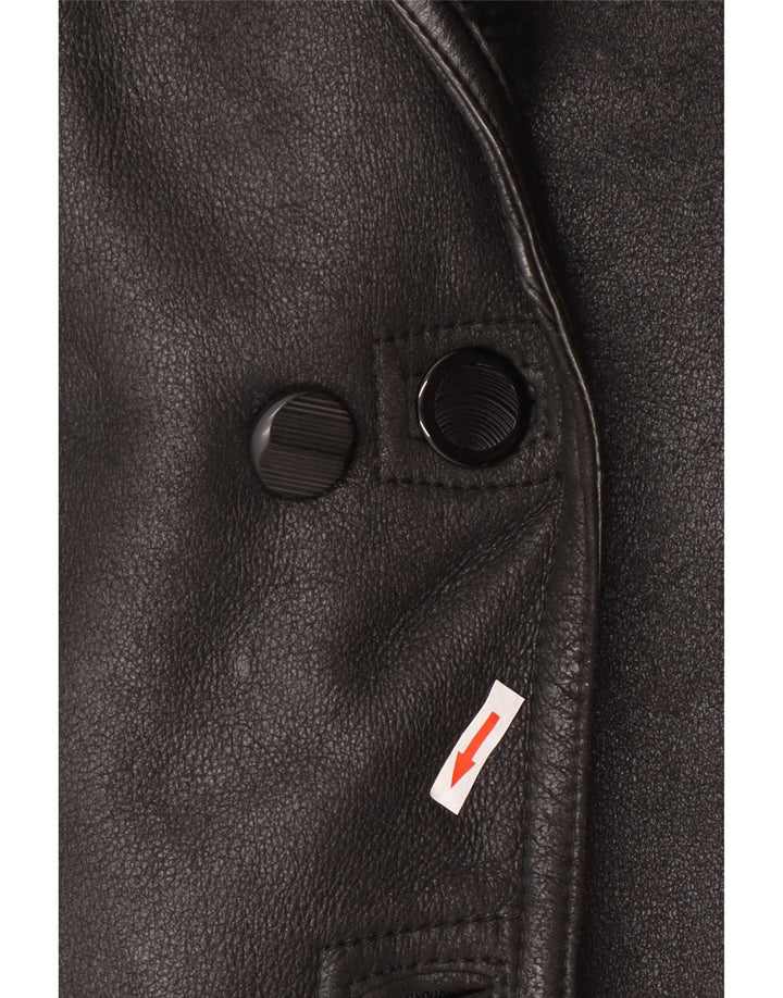Giubbotto oversize in shearling vintage da donna IT 44 medio nero