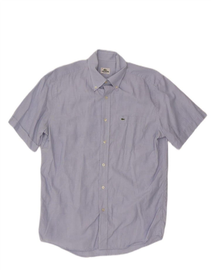 LACOSTE Mens Regular Fit Short Sleeve Shirt Size 41 Large Blue Cotton