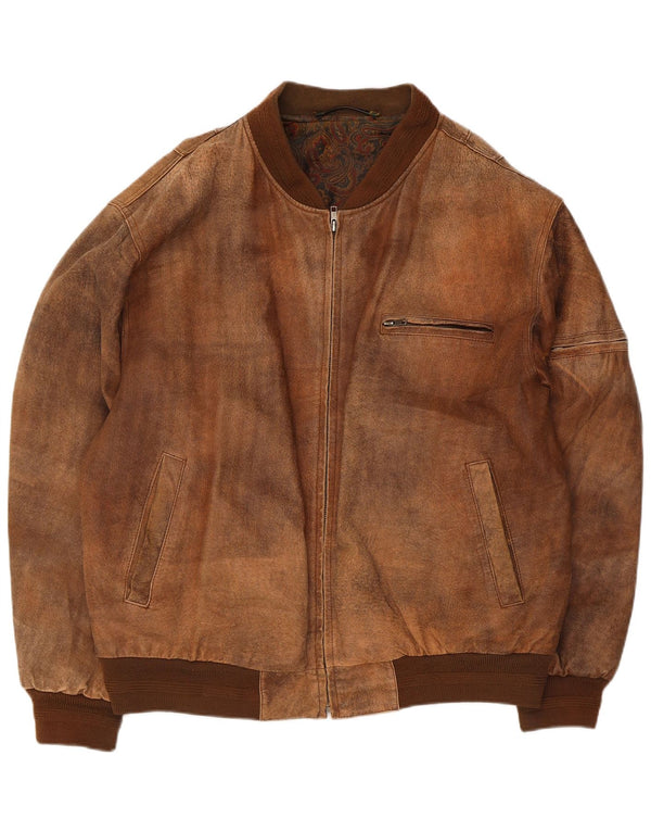 Giacca in Pelle Vintage da Uomo UK 42 XL Pelle Marrone