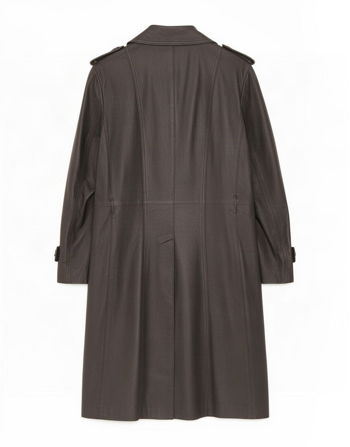 Cappotto vintage da uomo in pelle doppio petto IT 48 medio nero