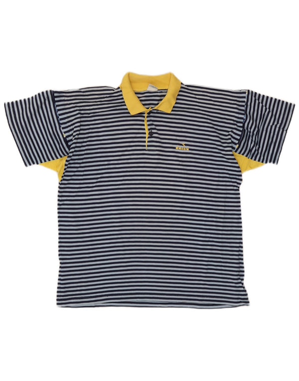 Polo Diadora Uomo IT 48 Small Blu a Righe