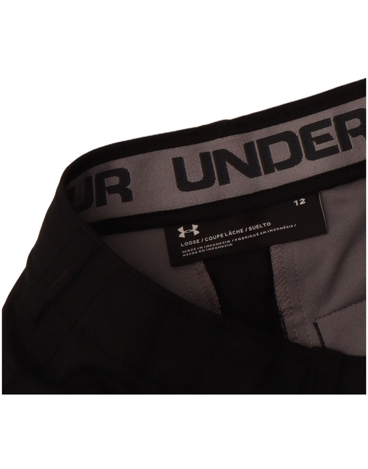 UNDER ARMOUR Girls Slim Chino Trousers 11-12 Years Black Polyester