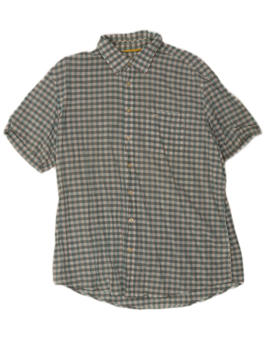 Camicia da uomo a maniche corte, vestibilità regolare, Camel Active, grande, in cotone a quadretti blu