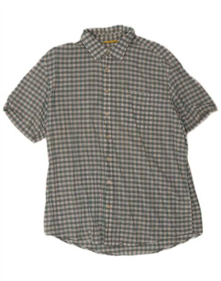 Camicia da uomo a maniche corte, vestibilità regolare, Camel Active, grande, in cotone a quadretti blu