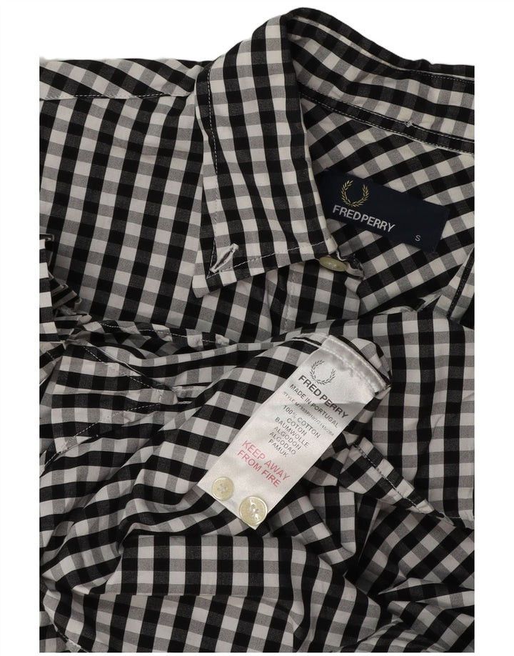 Camicia a maniche corte da uomo Fred Perry piccola in cotone a quadretti nero