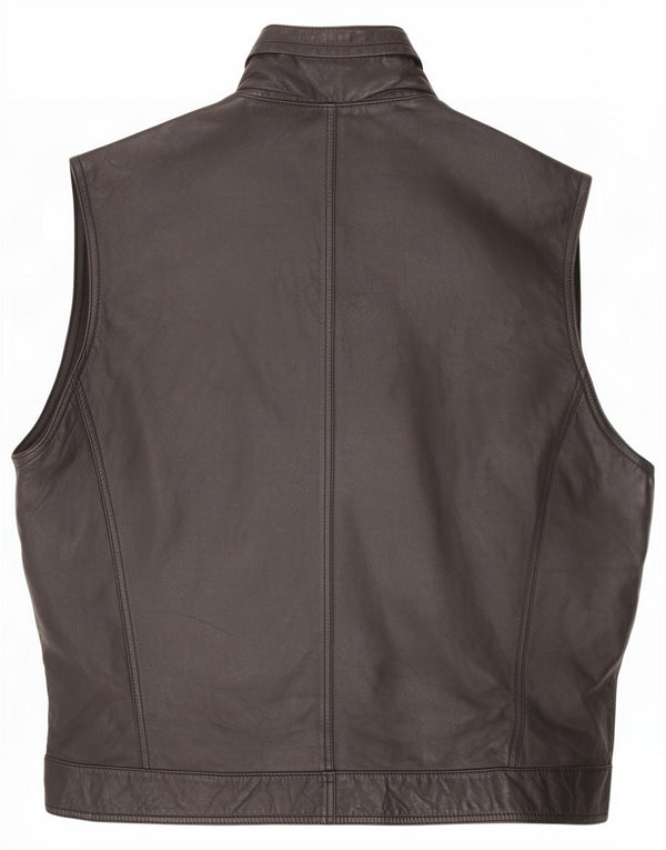 Gilet in pelle da uomo vintage UK 42 XL nero