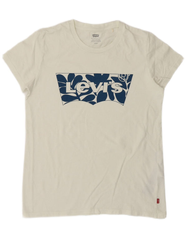 Levi's Womens Graphic T-Shirt Top UK 10 Small White Cotton