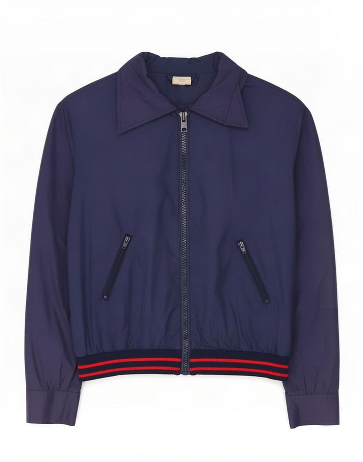 Giubbotto bomber vintage da uomo IT 48 medio blu navy in poliammide