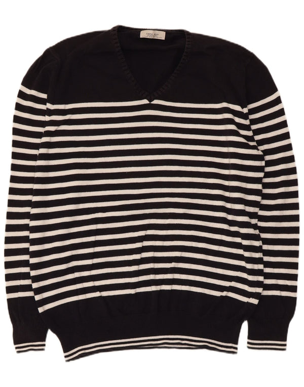 Maglione Zara da uomo con scollo a V XL a righe nere