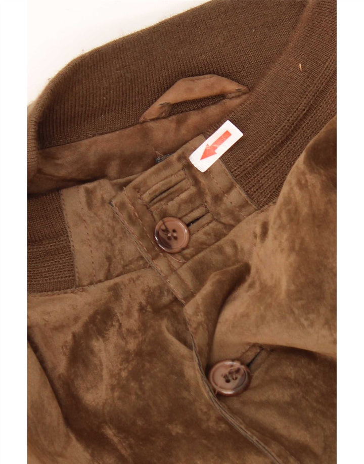 Giubbotto bomber vintage da uomo in velluto IT 52 XL in seta marrone