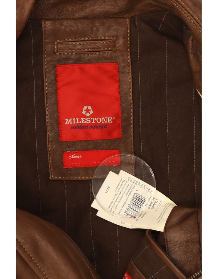 Giacca in pelle da uomo MILESTONE UK 40 Large in pelle marrone