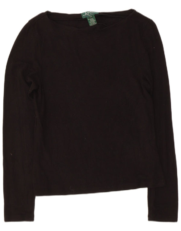 Ralph Lauren Top Petite da donna a maniche lunghe UK 8 Small Rayon nero