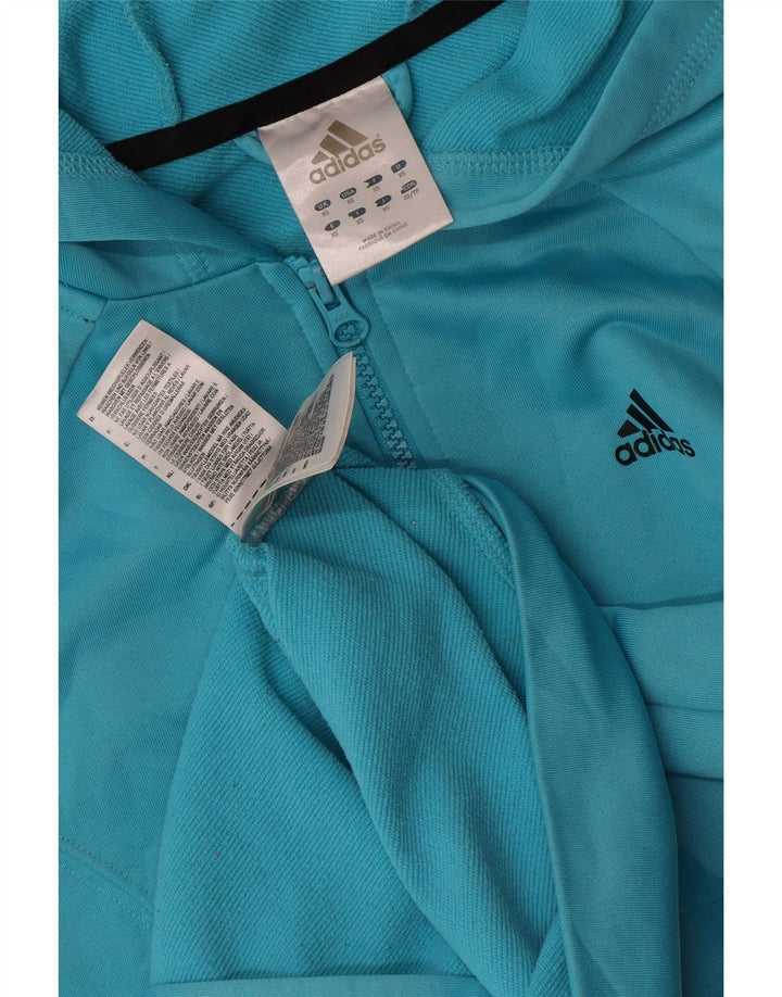 Felpa con cappuccio e zip da donna Adidas UK 6 XS blu poliestere