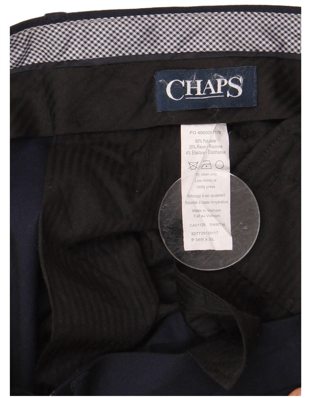 Pantaloni da abito dritti da uomo CHAPS W34 L30 poliestere blu navy