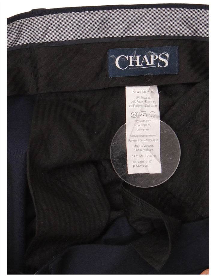 Pantaloni da abito dritti da uomo CHAPS W34 L30 poliestere blu navy