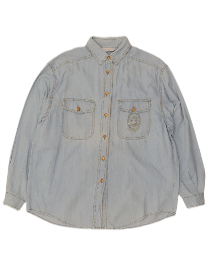 Camicia Denim Oversize Donna Roccobarocco IT 42 Cotone Blu Medio