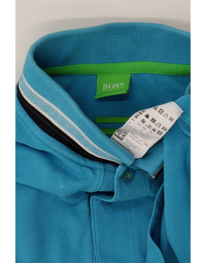 Polo da uomo Hugo Boss grande in cotone blu