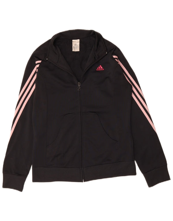 Giacca da tuta da donna ADIDAS UK 14 poliestere nero medio