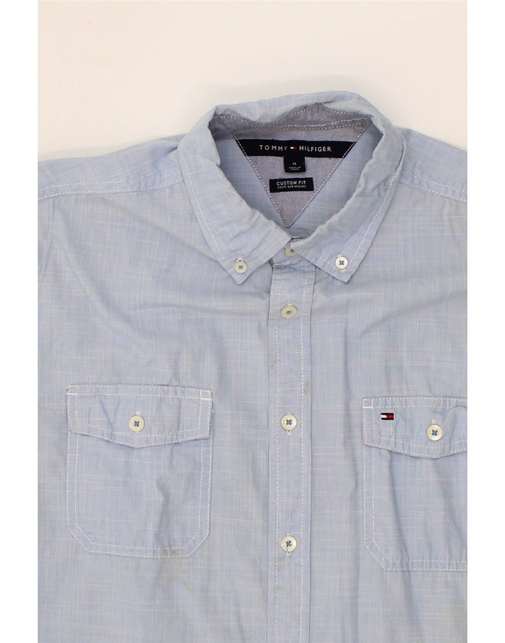 TOMMY HILFIGER Mens Short Sleeve Shirt Medium Blue Vintage Tommy Hilfiger and Second-Hand Tommy Hilfiger from Messina Hembry 